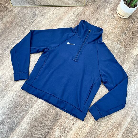 Nike Navy Blue Therma Long Sleeve 1/2 Zip Top - Picture 2 of 5